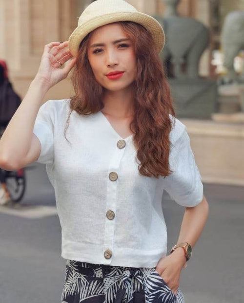 Áo Croptop Linen Jasmine TOP134 - Hity