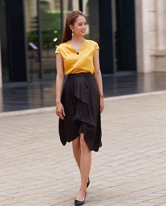 Váy Lụa Xoè Lotus SKI036 Đen Huyền Bí - Hity