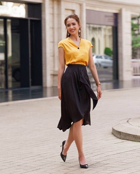 Váy Lụa Xoè Lotus SKI036 Đen Huyền Bí - Hity