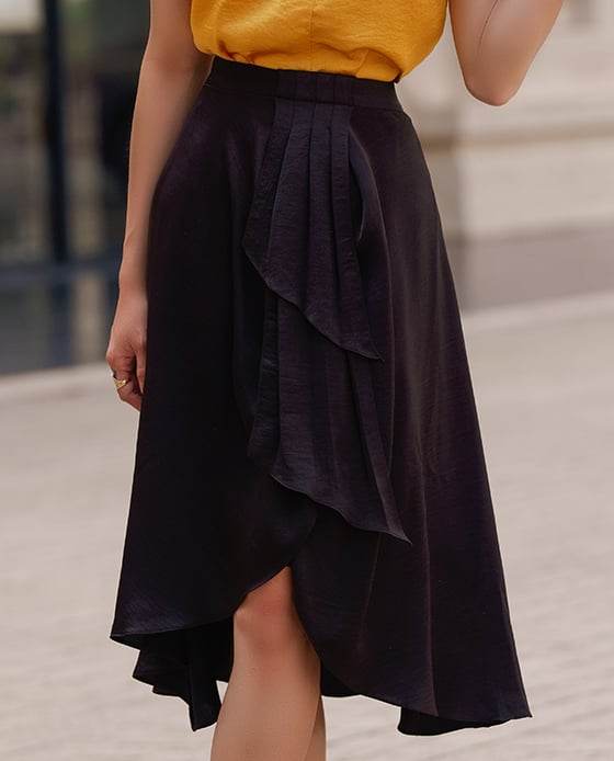 Váy Lụa Xoè Lotus SKI036 Đen Huyền Bí - Hity