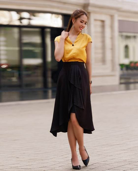 Váy Lụa Xoè Lotus SKI036 Đen Huyền Bí - Hity