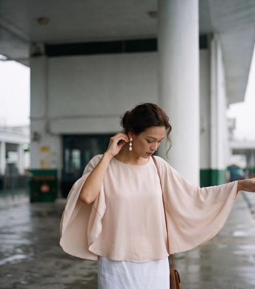 Áo cánh dơi crepe hồng thời trang Hity