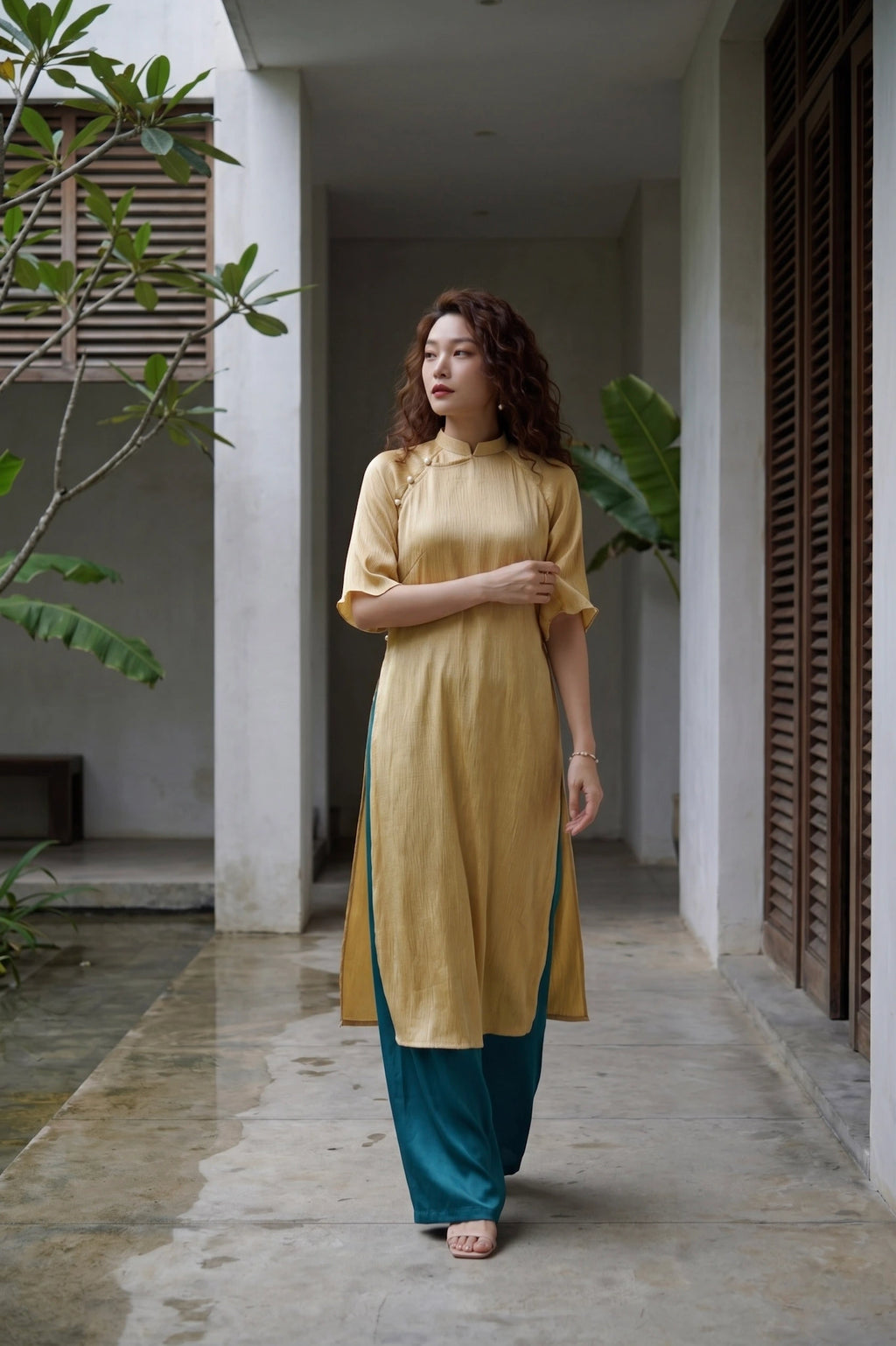 Áo dài lụa dún Tám Lăng Silk thời trang Hity
