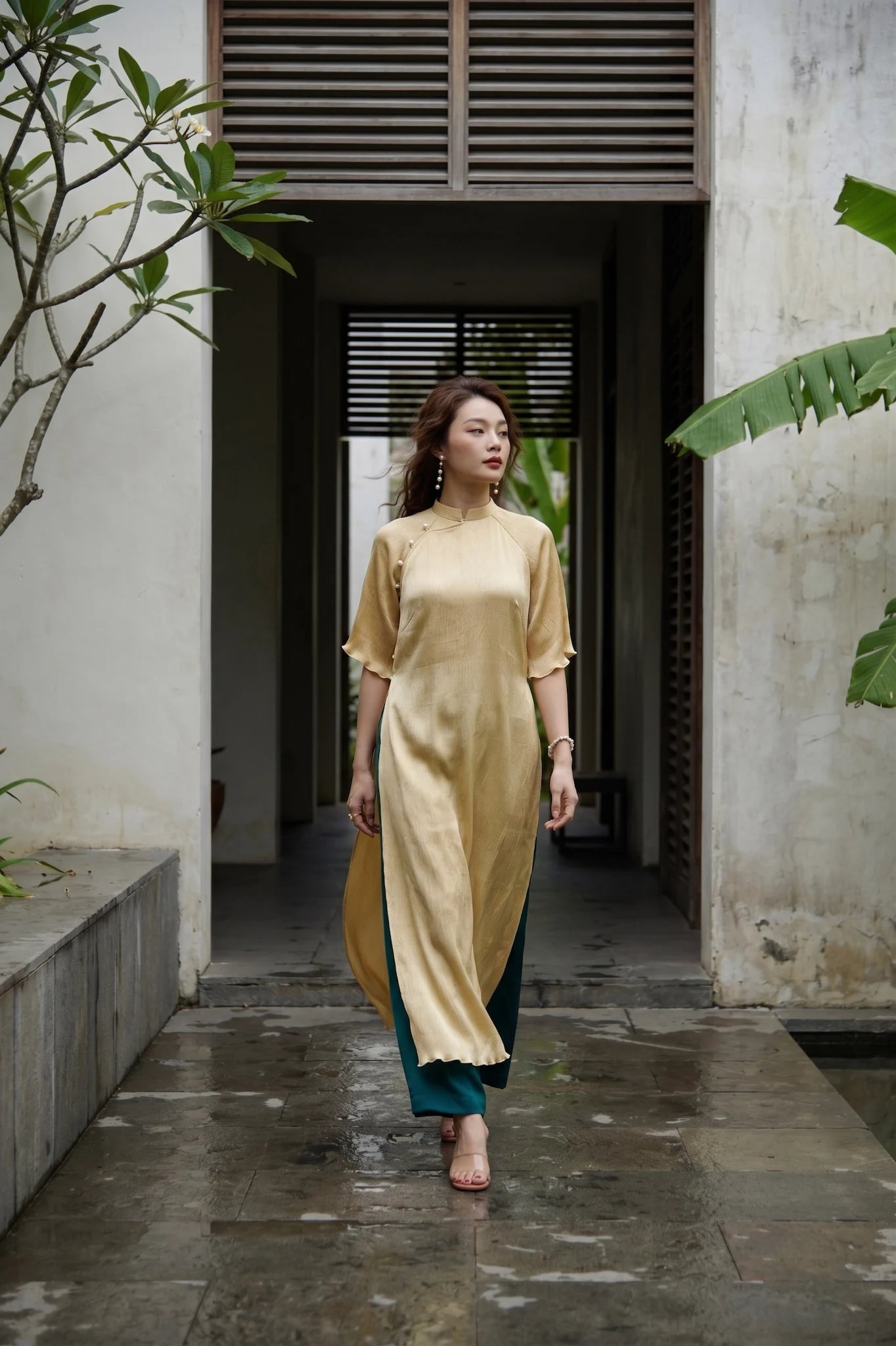 Áo dài lụa dún Tám Lăng Silk thời trang Hity
