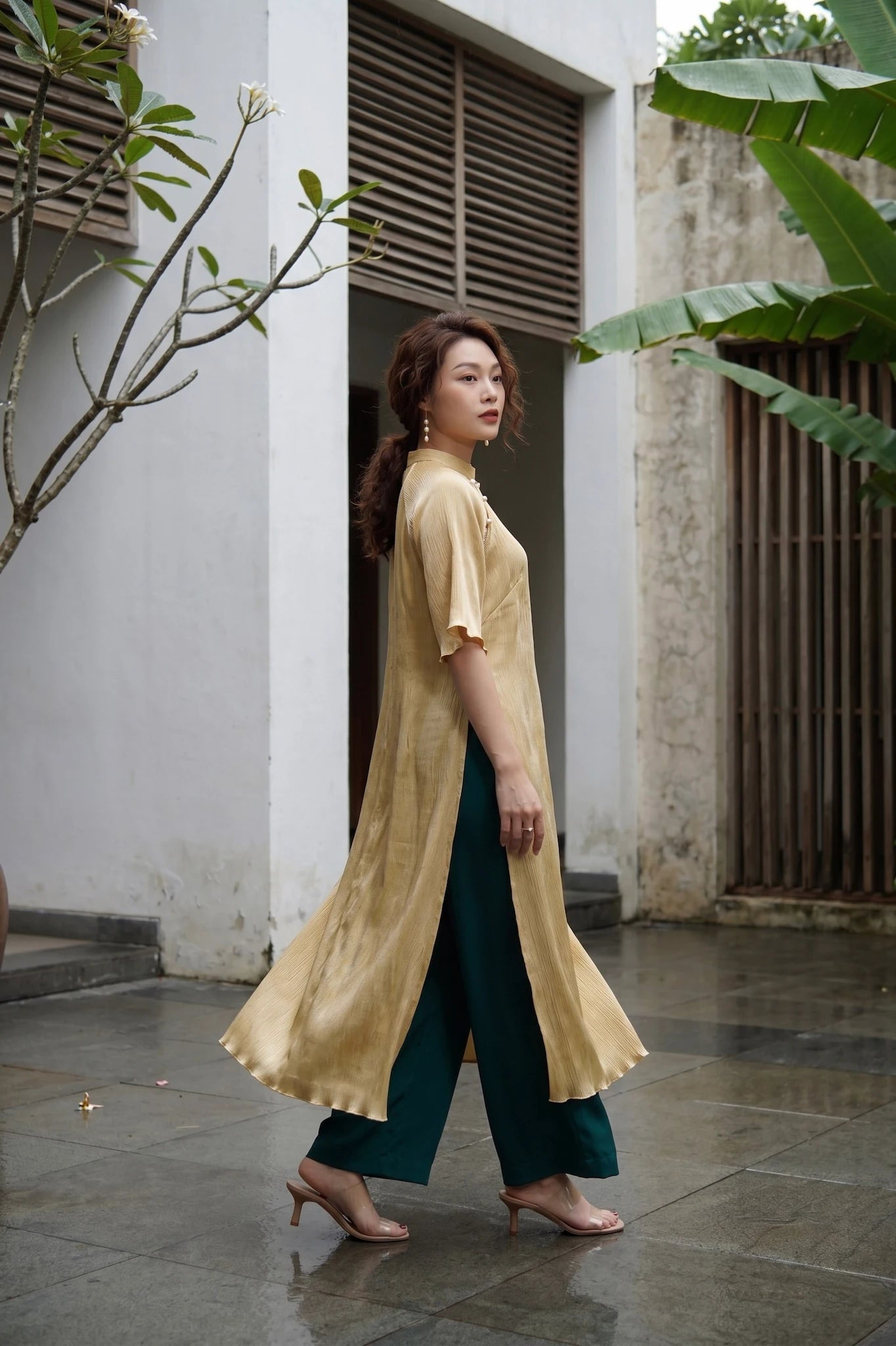 Áo dài lụa dún Tám Lăng Silk thời trang Hity