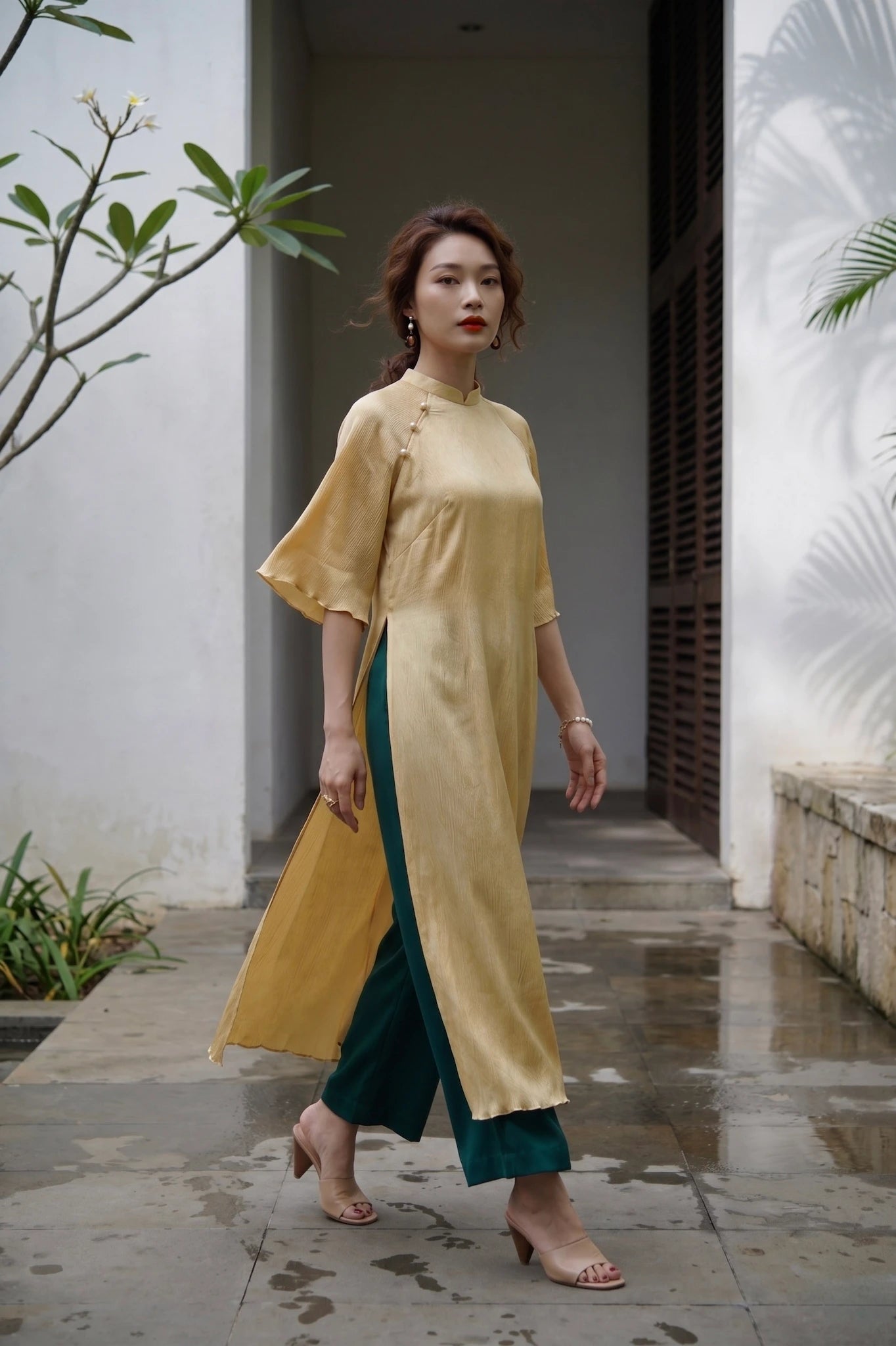 Áo dài lụa dún Tám Lăng Silk thời trang Hity