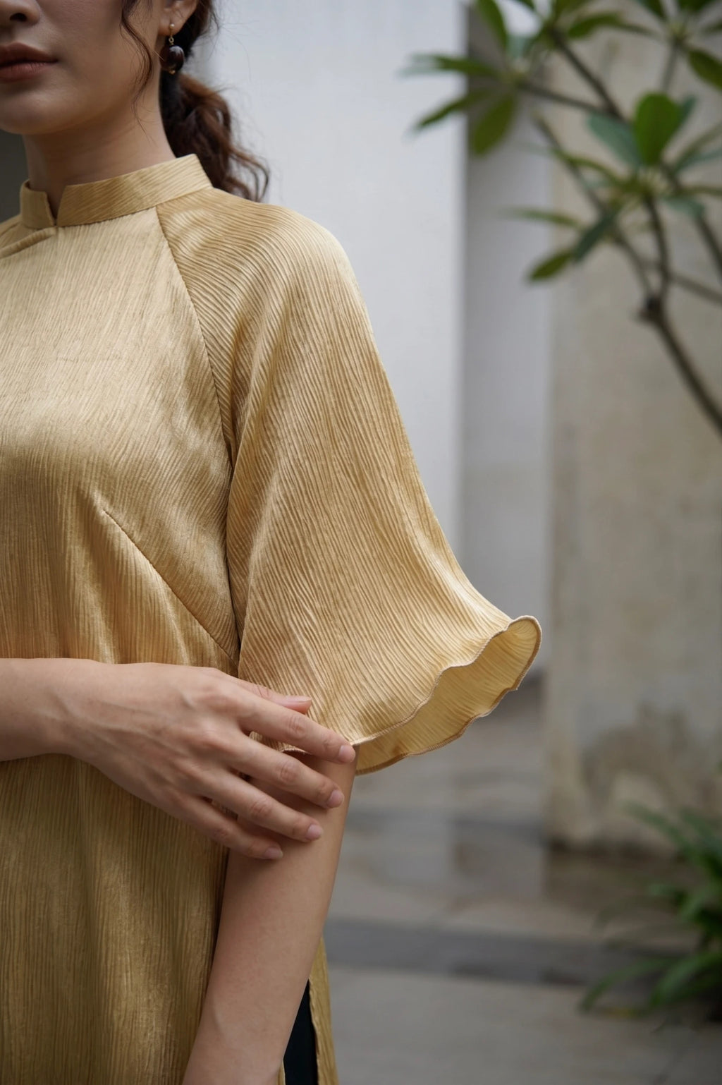 Áo dài lụa dún Tám Lăng Silk thời trang Hity