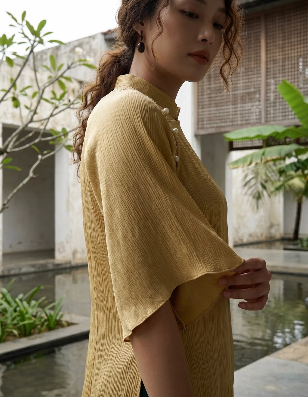 Áo dài lụa dún Tám Lăng Silk thời trang Hity