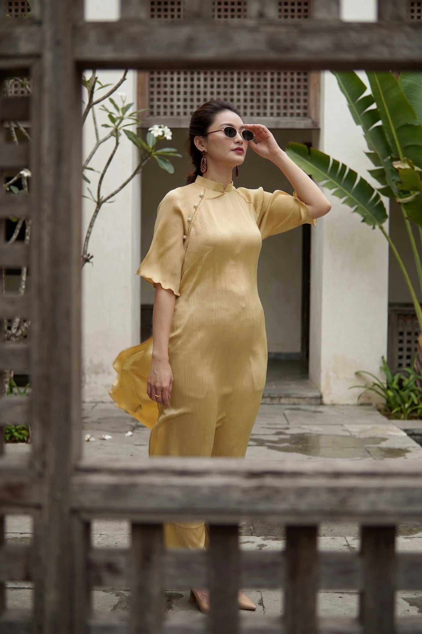 Áo dài lụa dún Tám Lăng Silk thời trang Hity