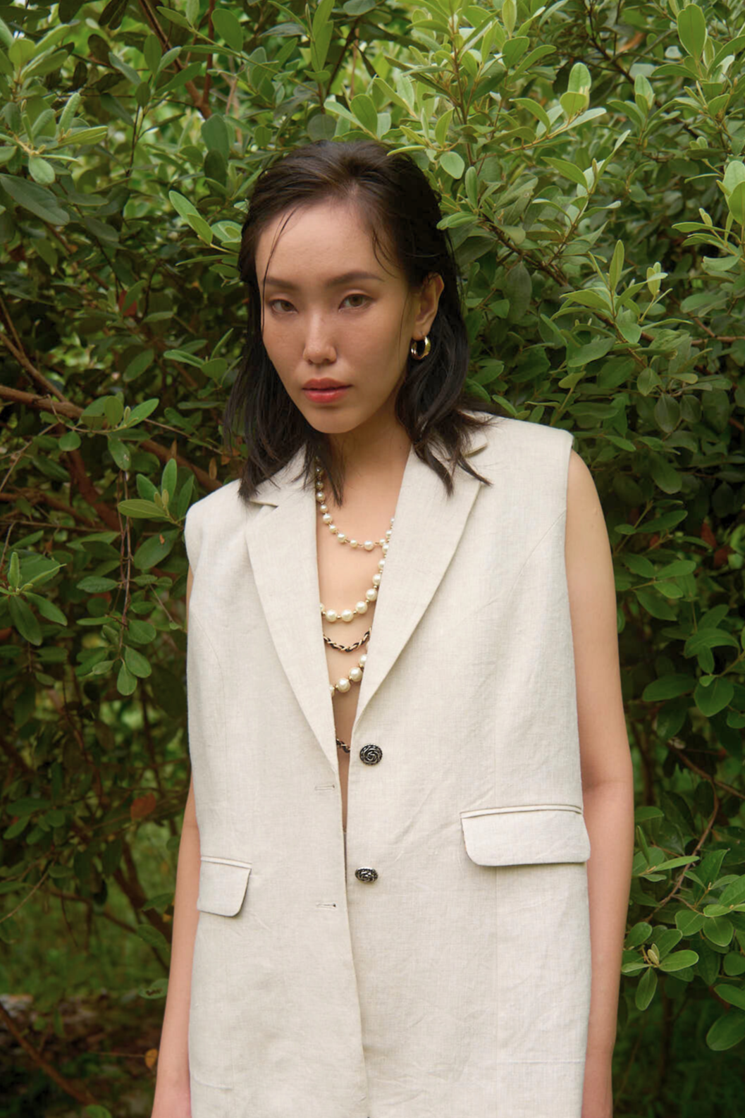 Áo khoác blazer sát nách linen xám thời trang Hity