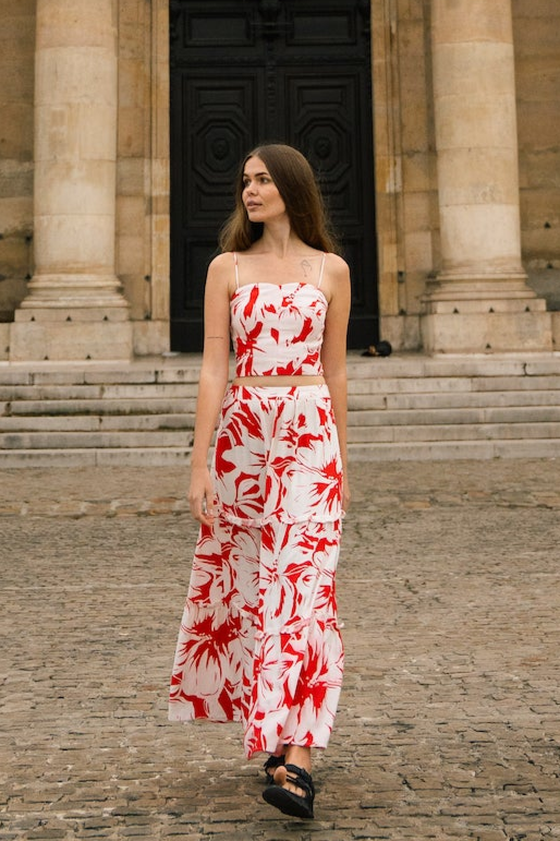 Váy maxi lá đỏ thời trang Hity