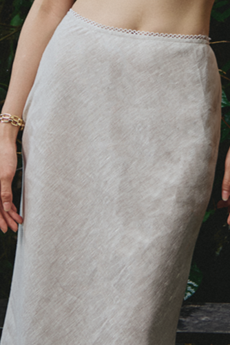 Chân váy midi suông đuôi cá linen thời trang Hity