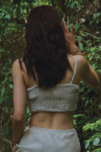 Áo croptop hai dây linen xám nguyên bản thời trang Hity