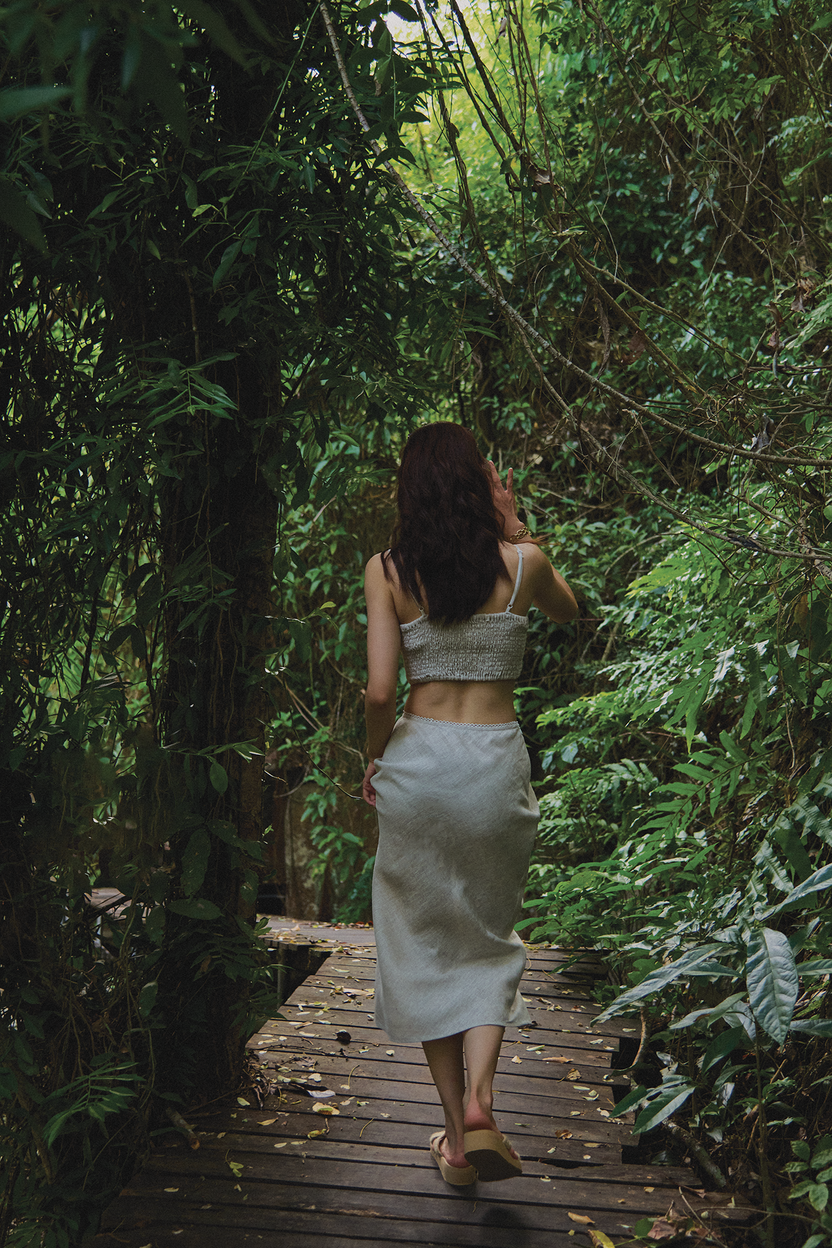 Áo croptop hai dây linen xám nguyên bản thời trang Hity