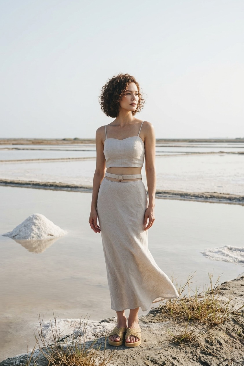 Áo croptop linen muối tiêu thời trang Hity