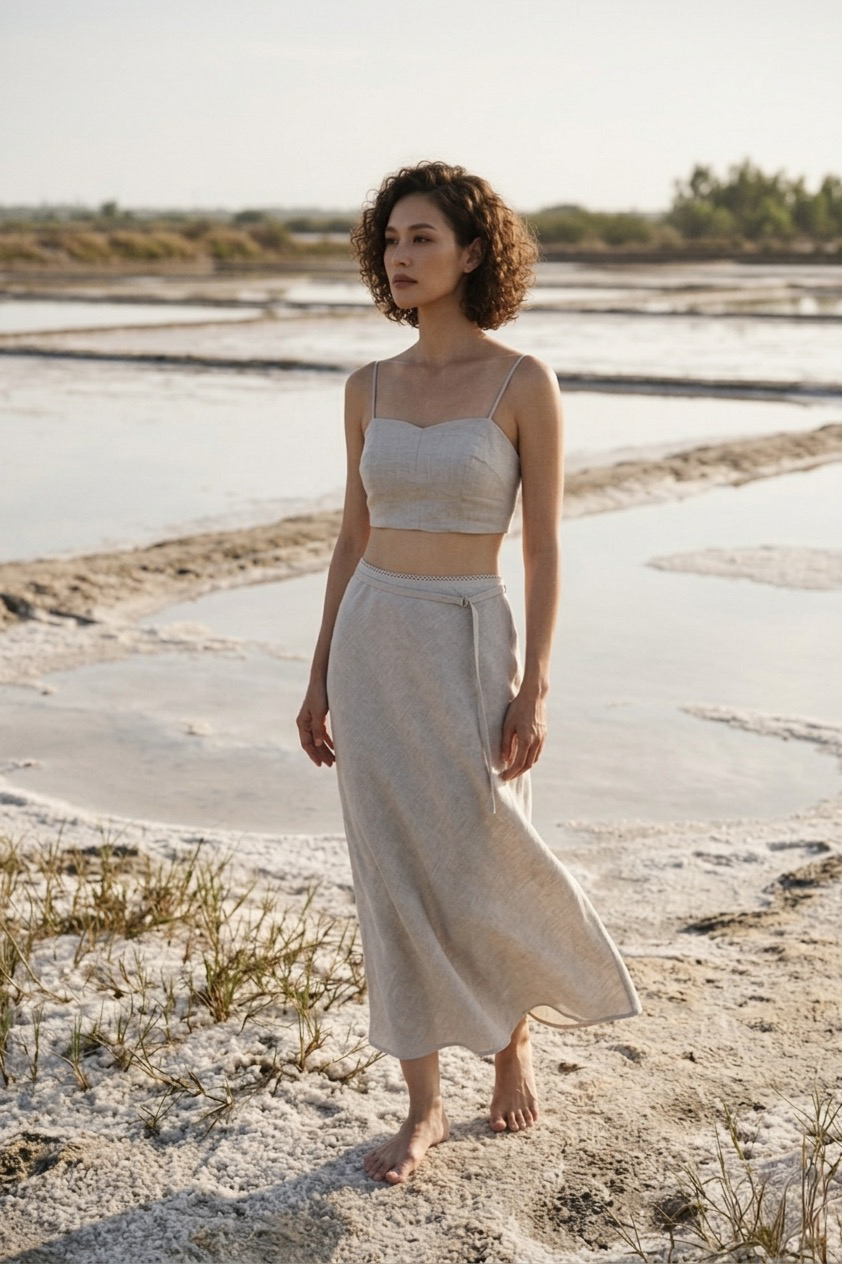 Áo croptop linen muối tiêu thời trang Hity