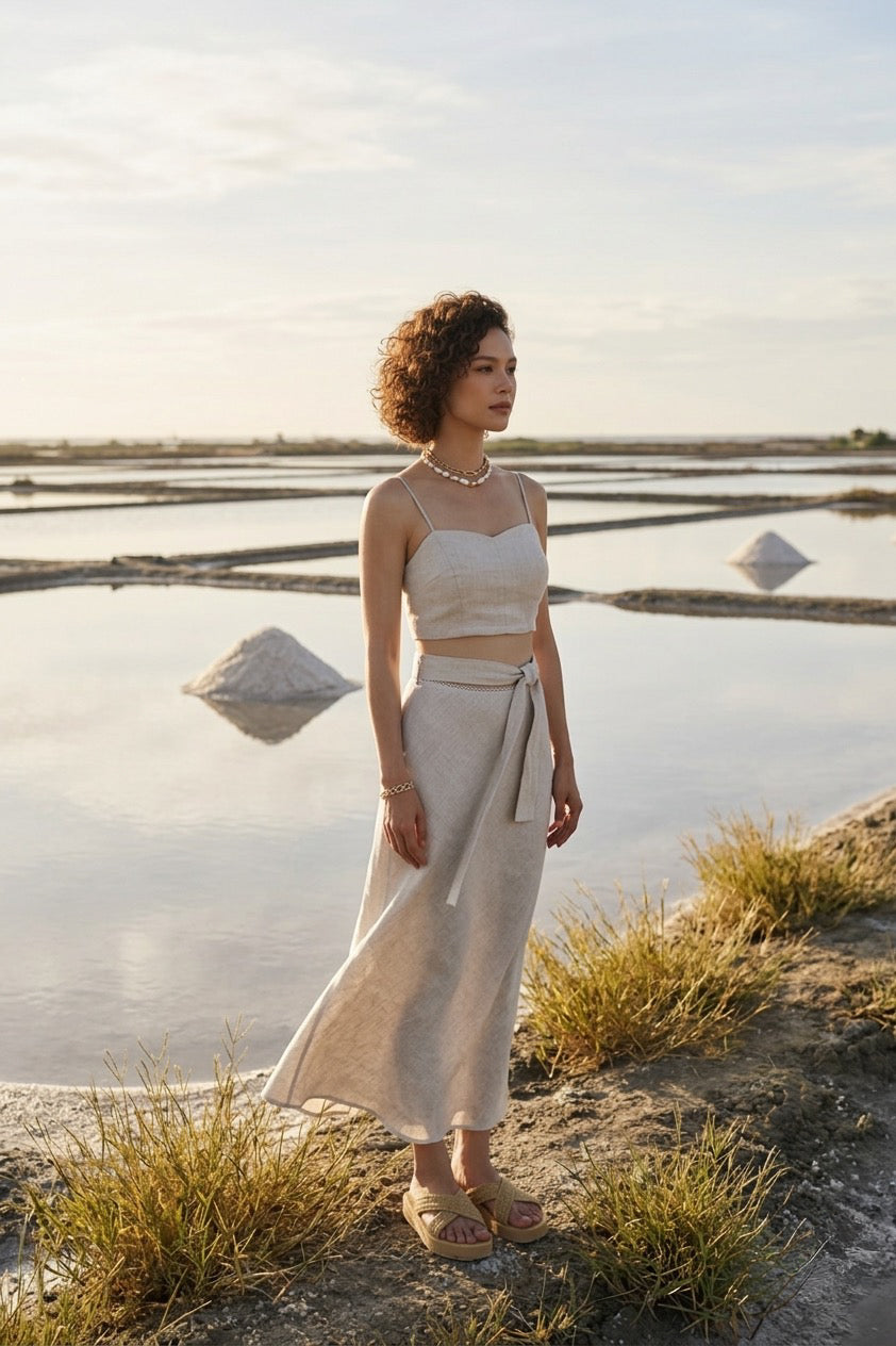 Áo croptop linen muối tiêu thời trang Hity