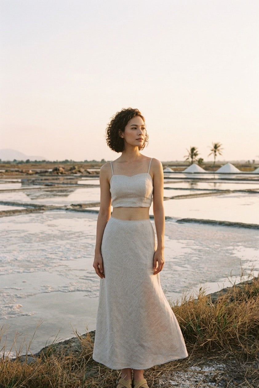Áo croptop linen muối tiêu thời trang Hity