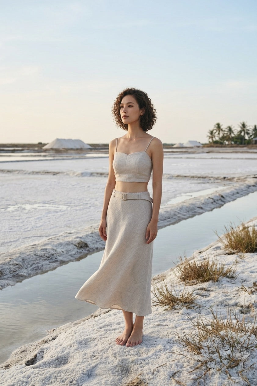 Áo croptop linen muối tiêu thời trang Hity