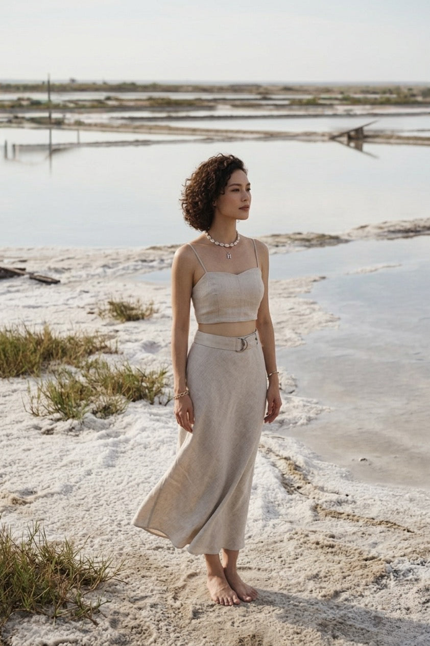 Áo croptop linen muối tiêu thời trang Hity