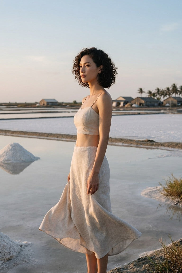 Áo croptop linen muối tiêu thời trang Hity