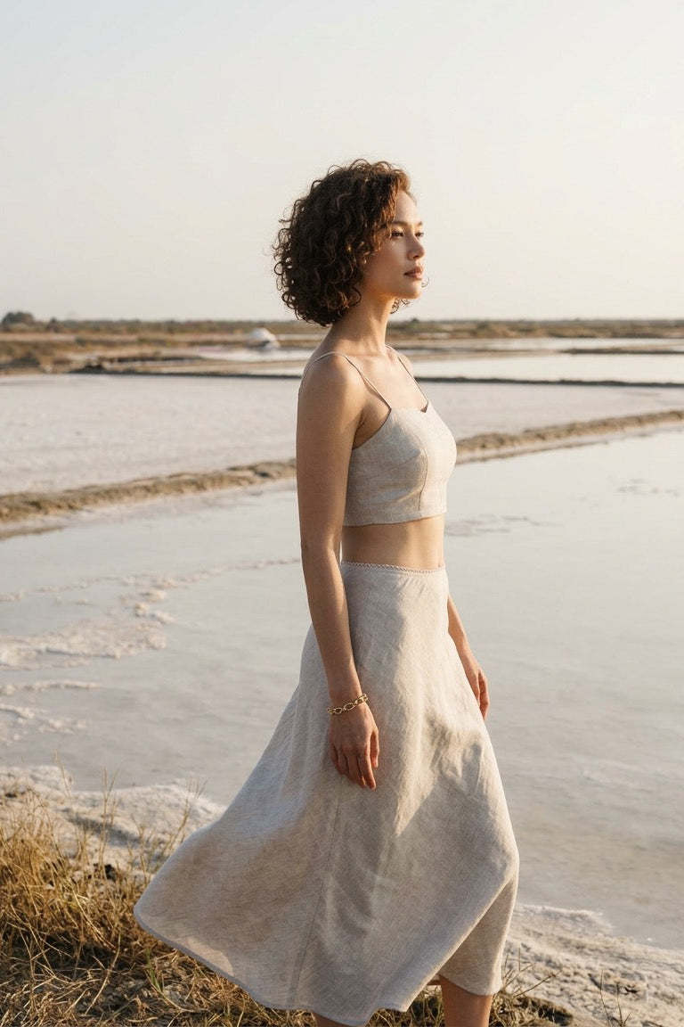 Áo croptop linen muối tiêu thời trang Hity