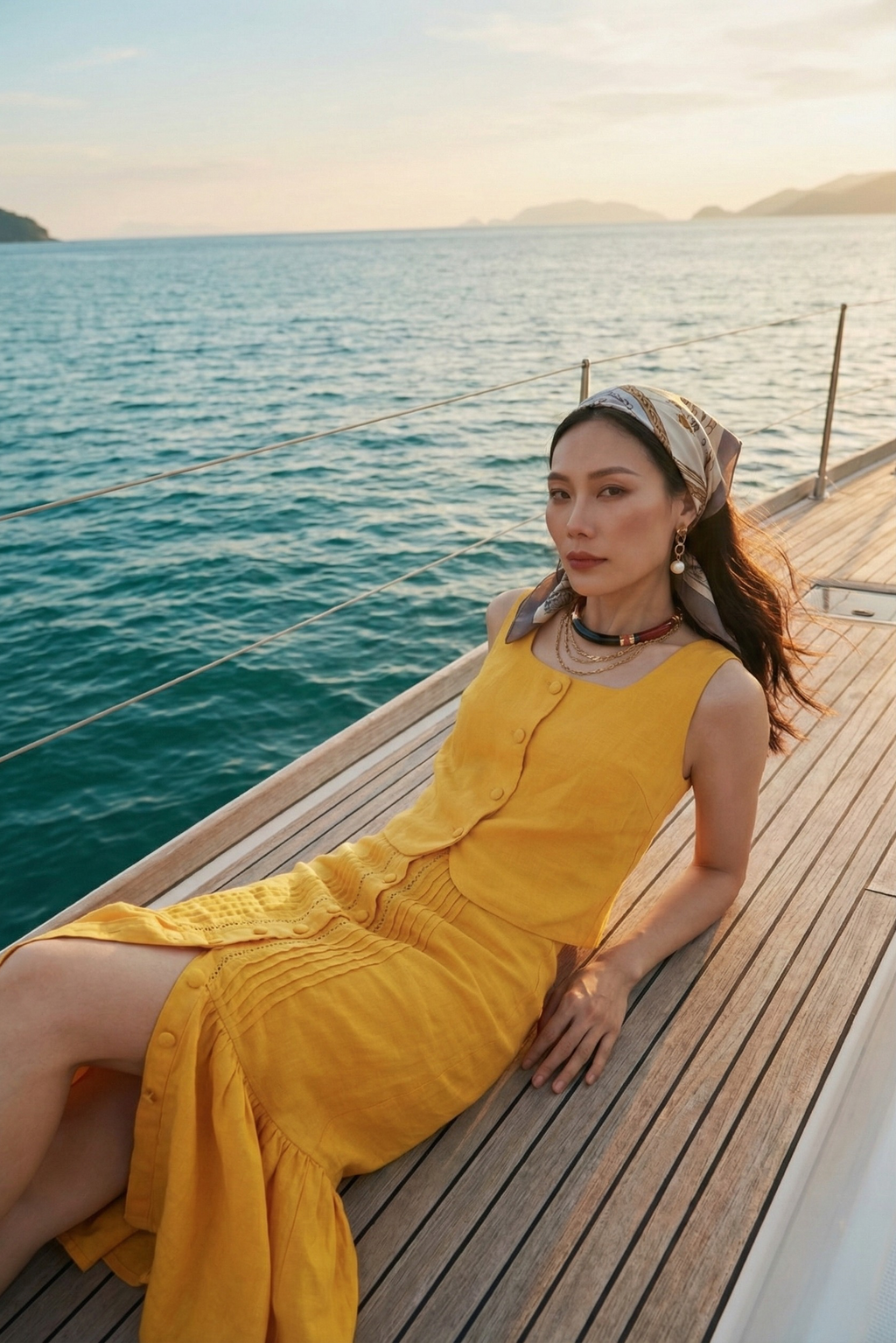 Áo croptop cổ vuông linen vàng thời trang Hity