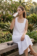 Áo croptop cổ vuông linen trắng thời trang Hity