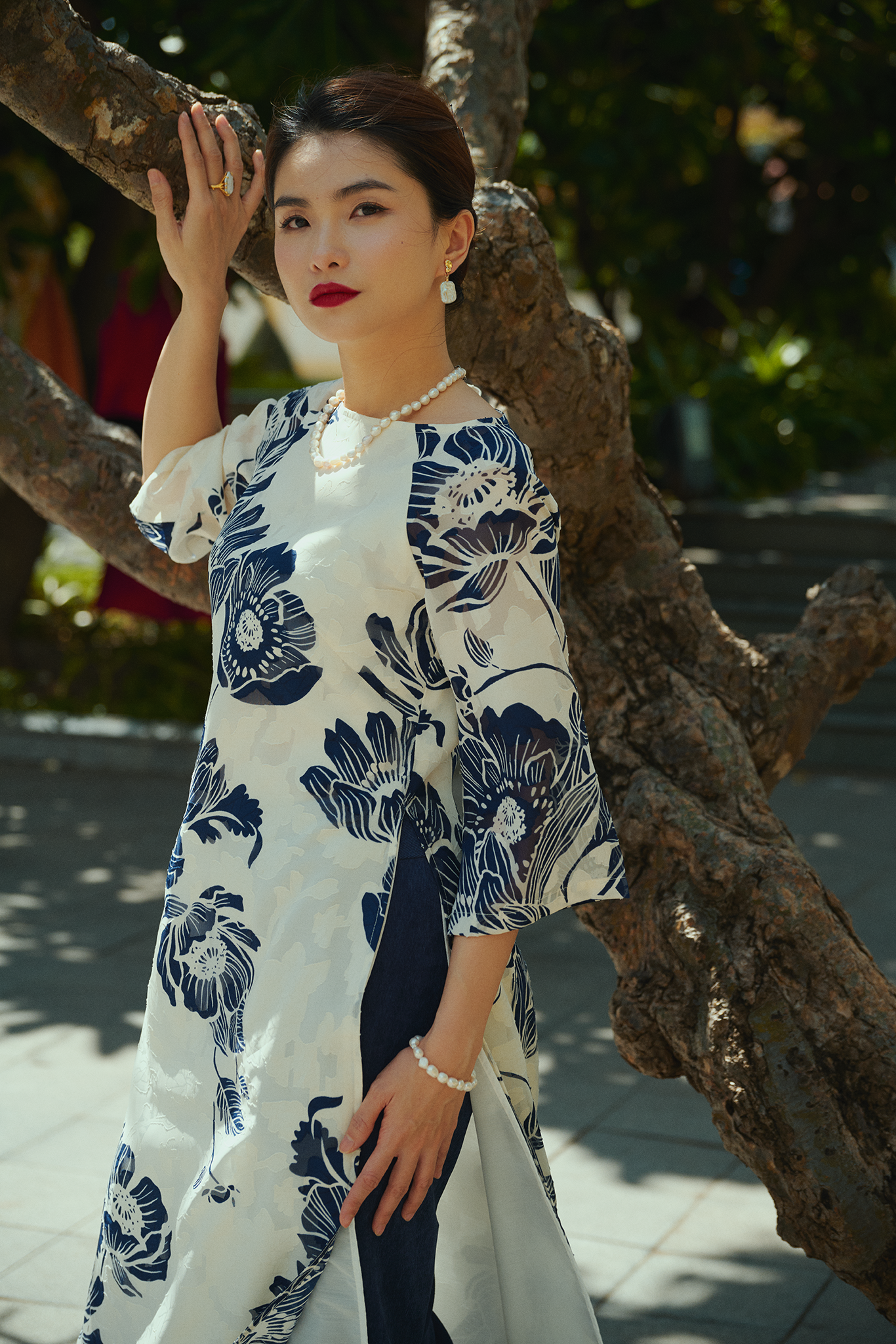 Áo dài hoa cổ thuyền thời trang Hity