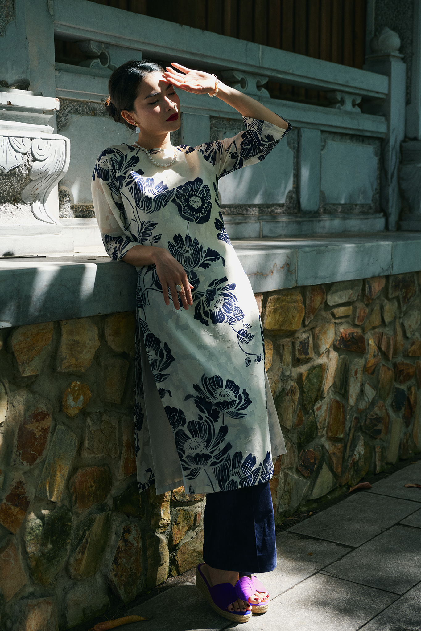 Áo dài hoa cổ thuyền thời trang Hity