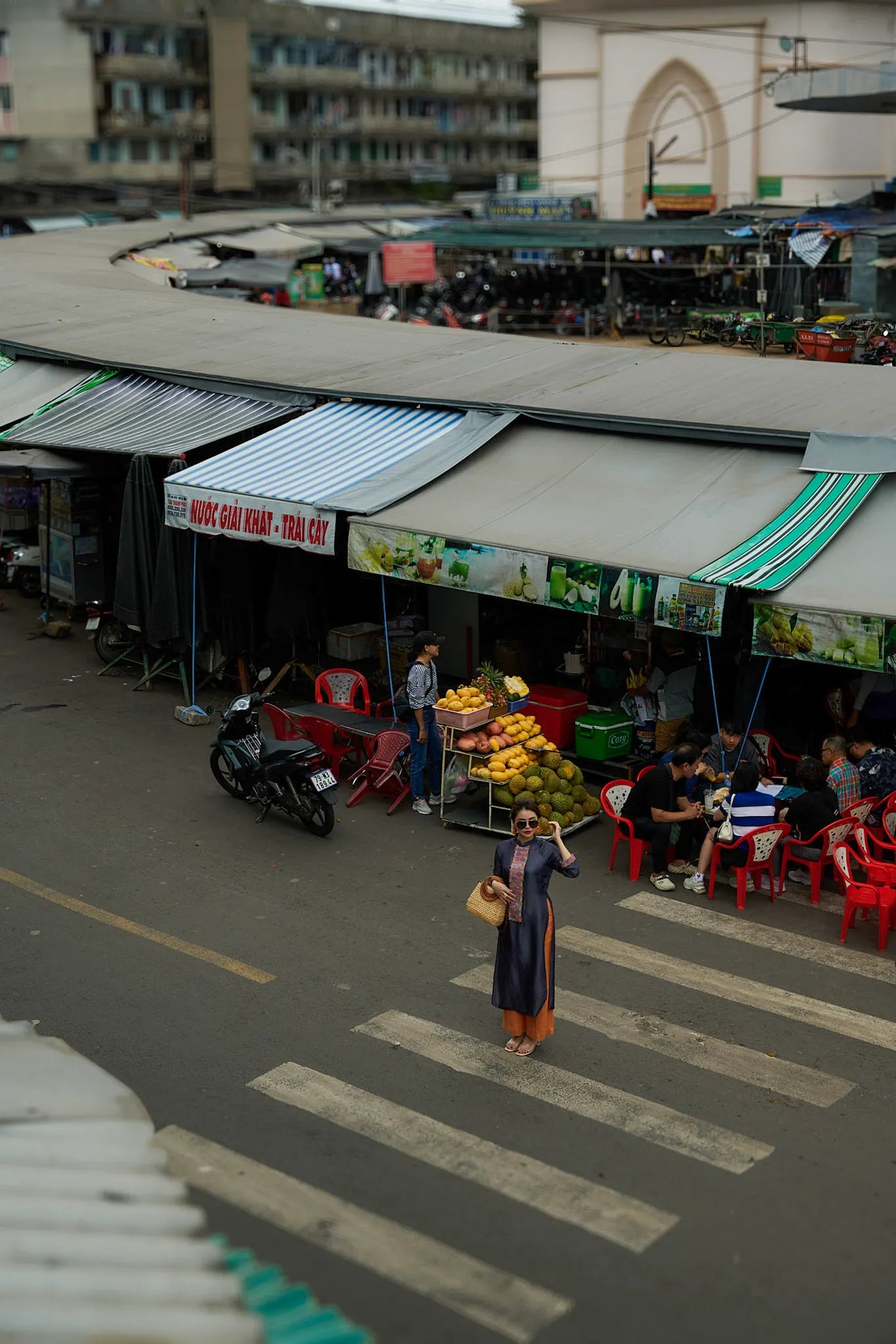 Áo dài lụa tơ tằm phối thổ cẩm thời trang Hity