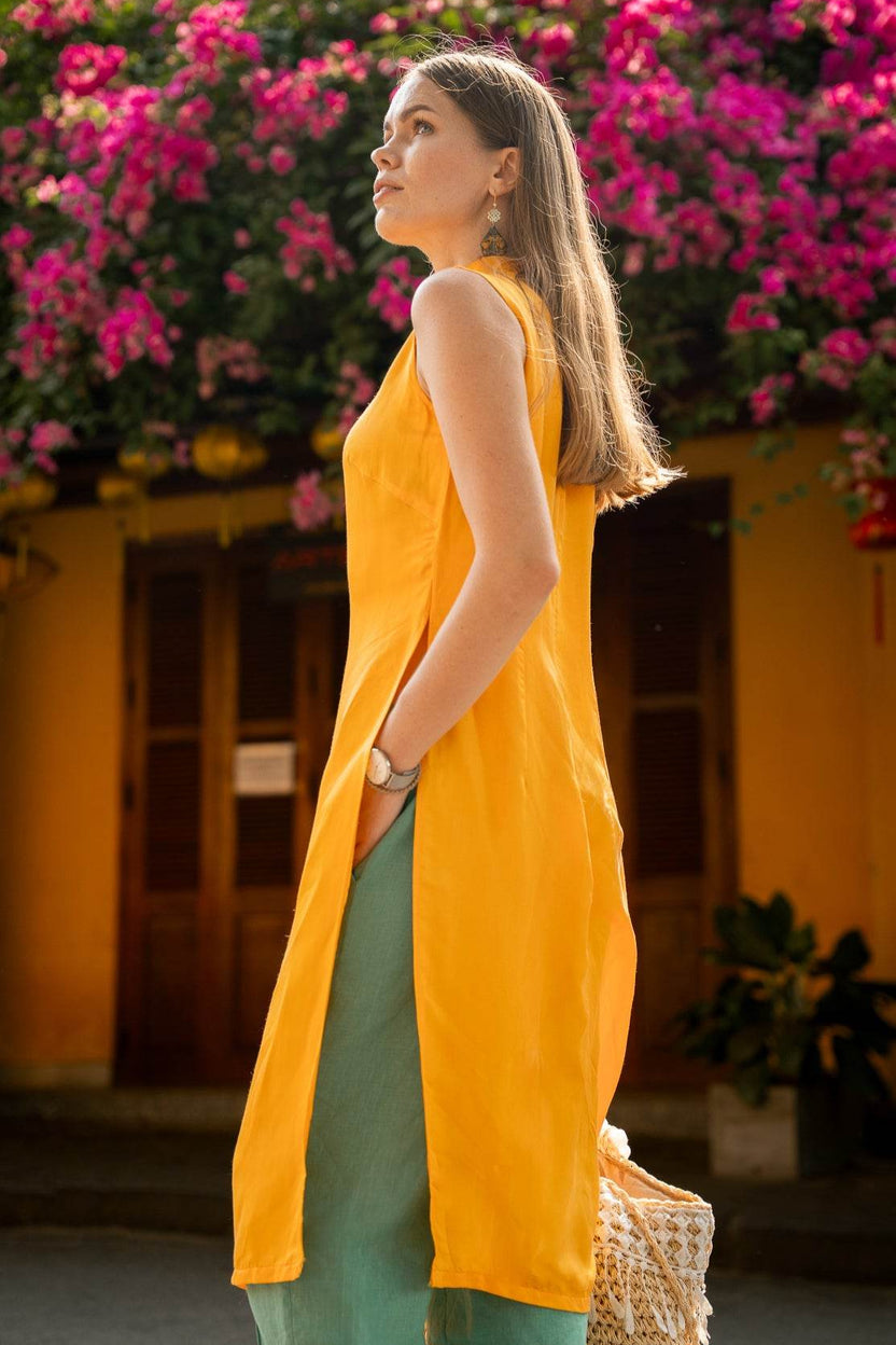 Áo dài cách tân lụa tơ tằm thời trang Hity