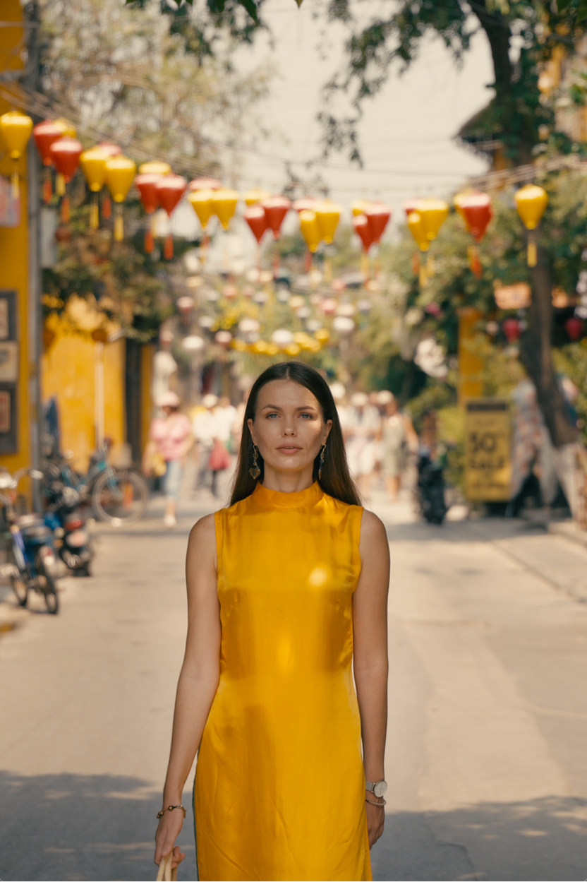 Áo dài cách tân lụa tơ tằm thời trang Hity