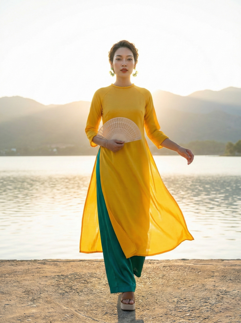 Áo Dài Lụa Tếch Sam Ánh Dương