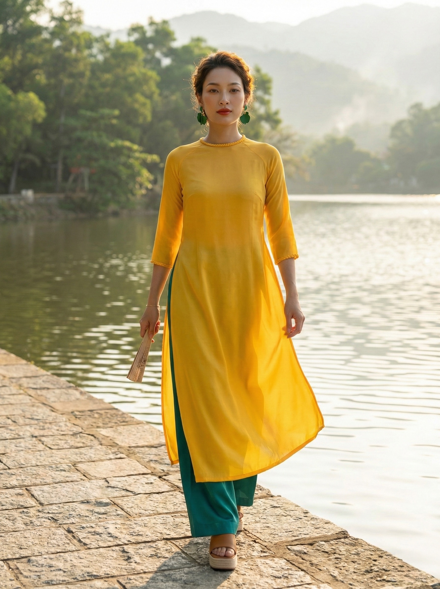 Áo Dài Lụa Tếch Sam Ánh Dương