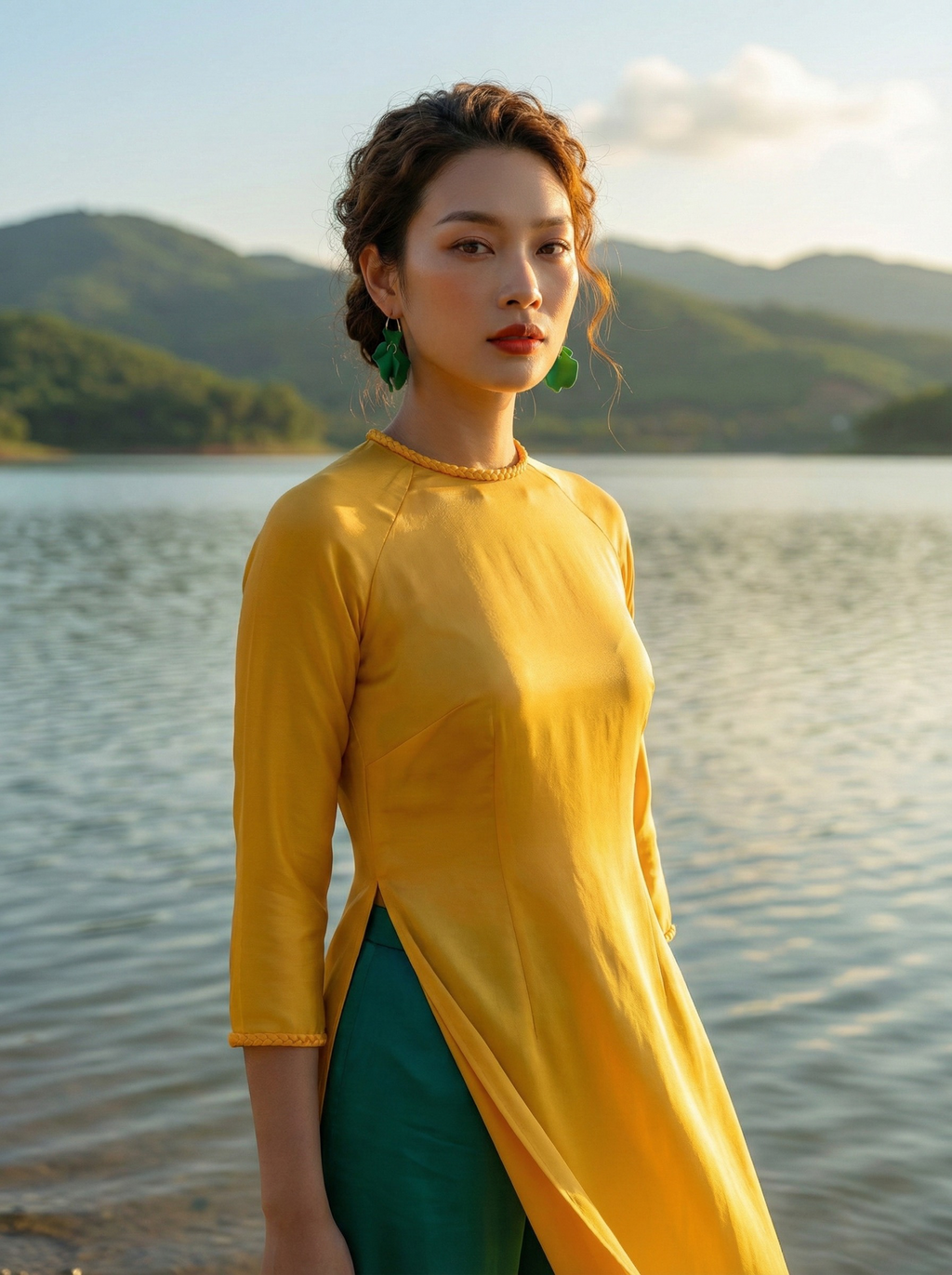 Áo Dài Lụa Tếch Sam Ánh Dương