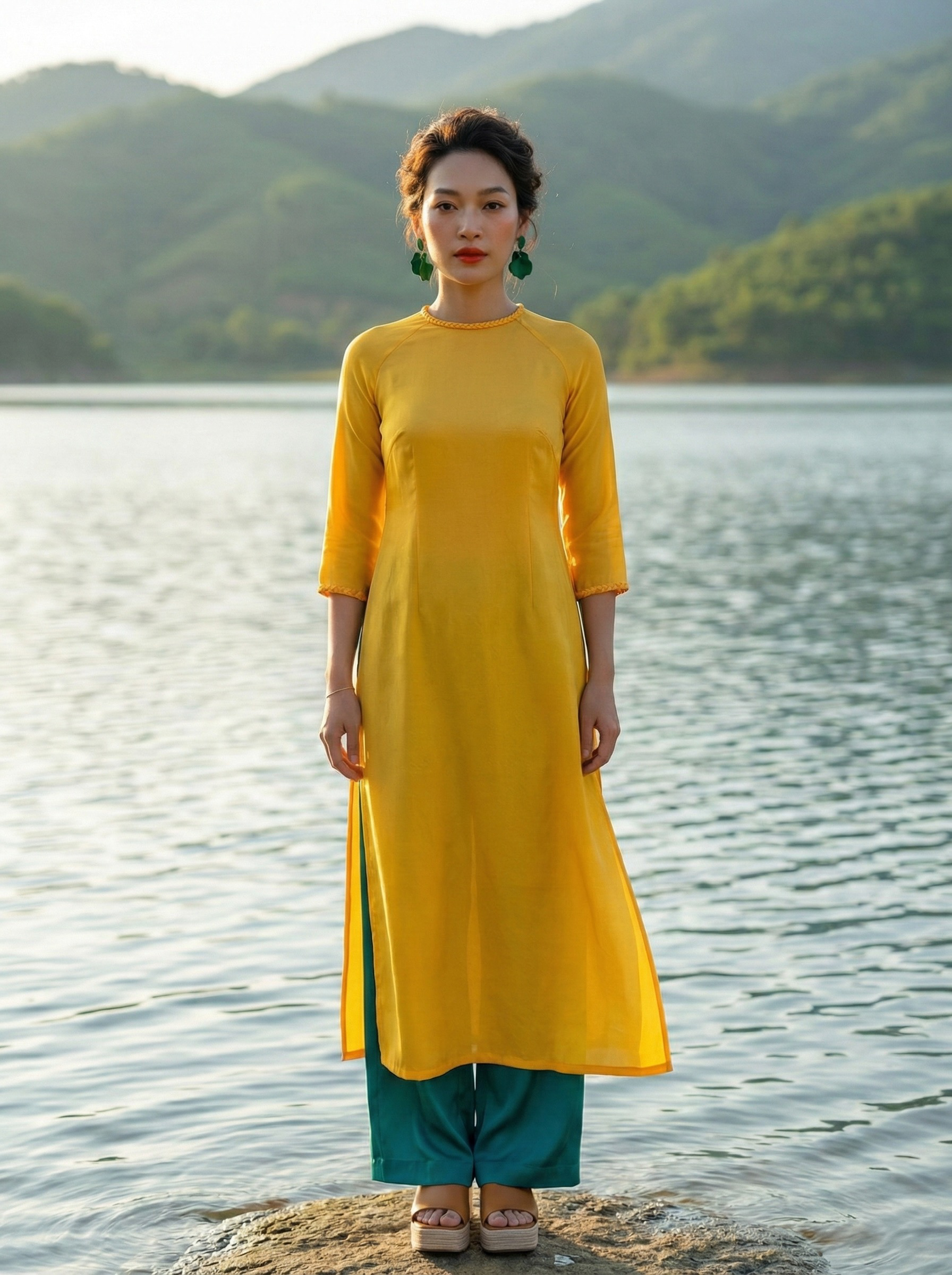 Áo Dài Lụa Tếch Sam Ánh Dương
