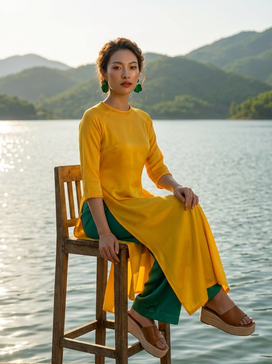 Áo Dài Lụa Tếch Sam Ánh Dương