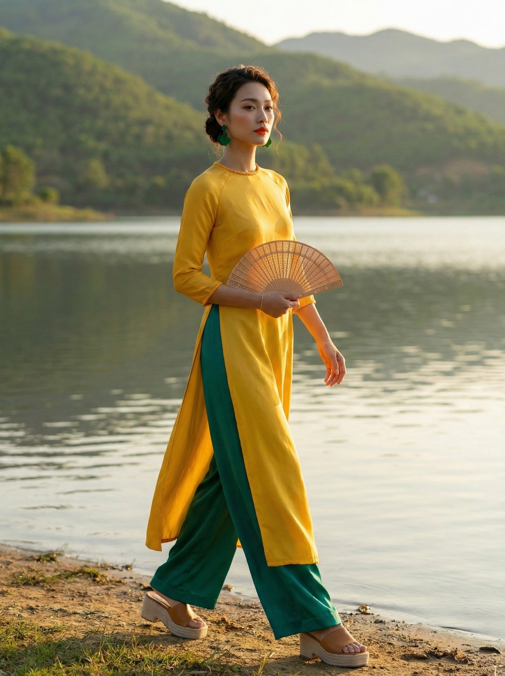 Áo Dài Lụa Tếch Sam Ánh Dương