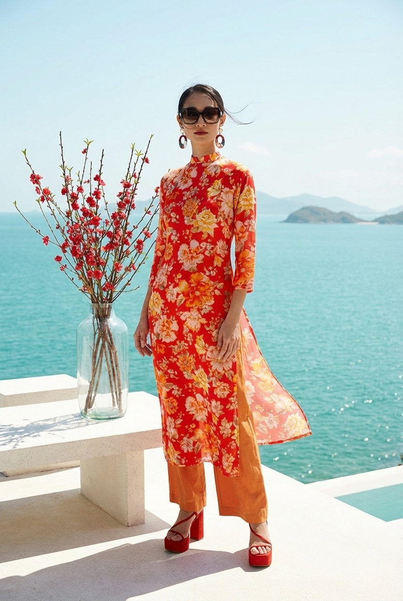 Áo Dài Raglan Linen Mẫu Đơn