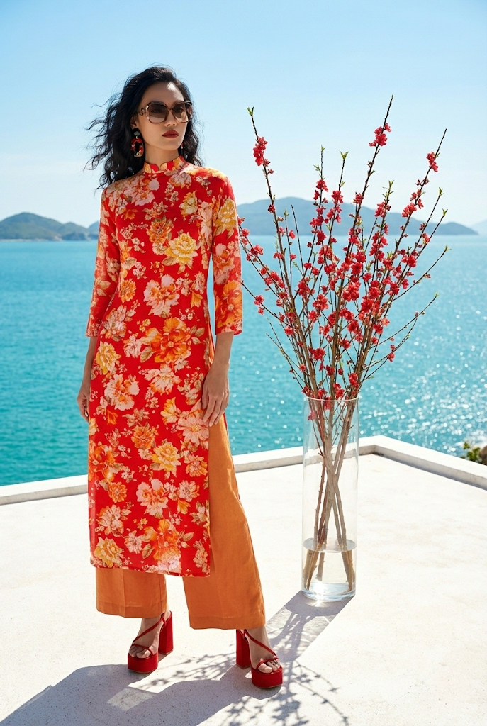 Áo Dài Raglan Linen Mẫu Đơn