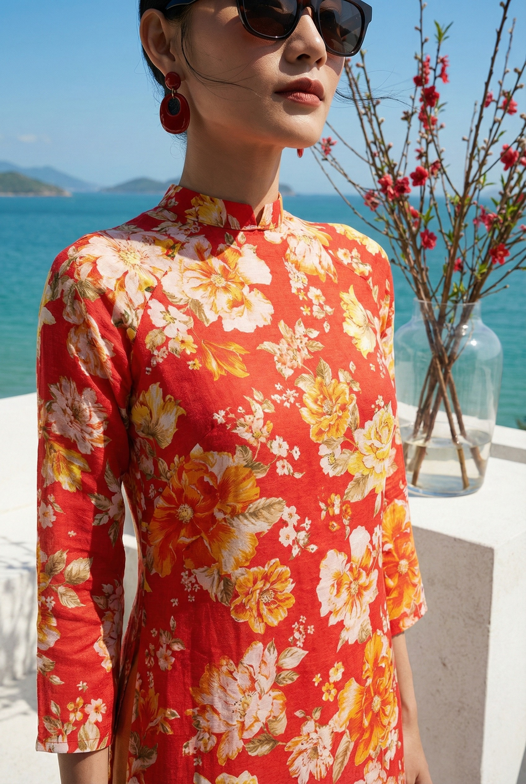 Áo Dài Raglan Linen Mẫu Đơn