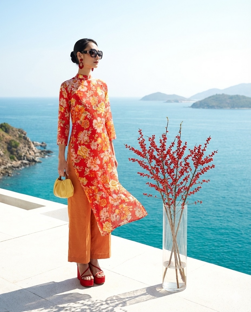 Áo Dài Raglan Linen Mẫu Đơn