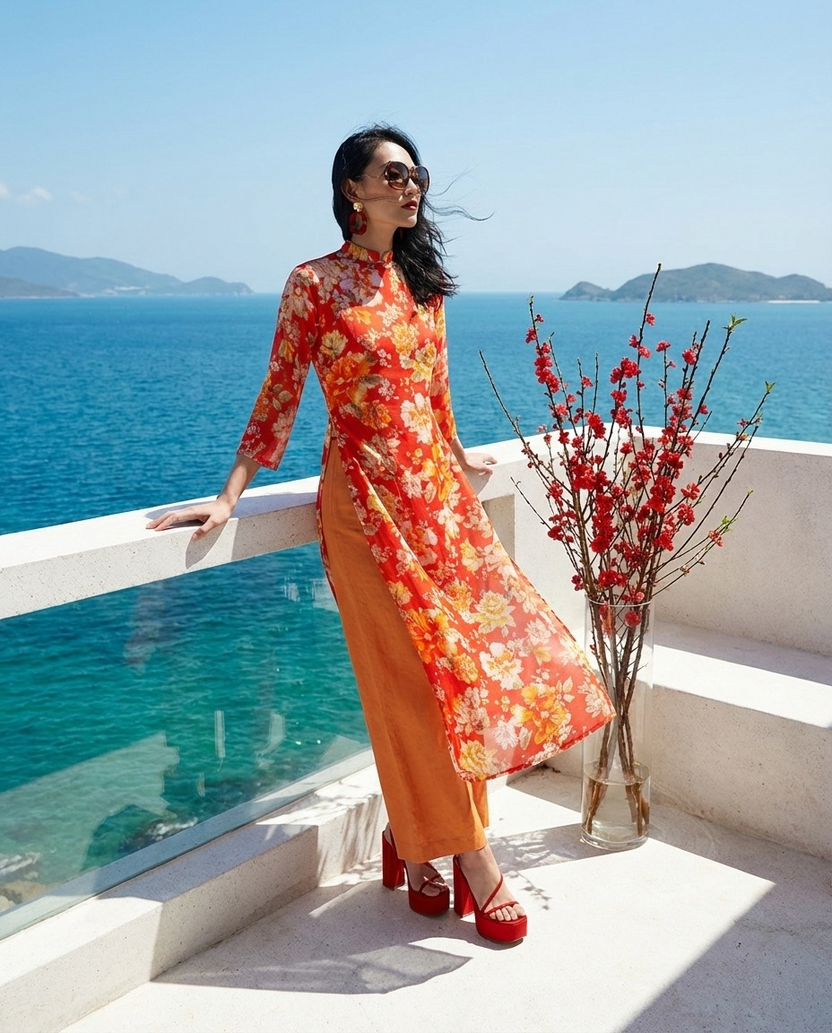 Áo Dài Raglan Linen Mẫu Đơn