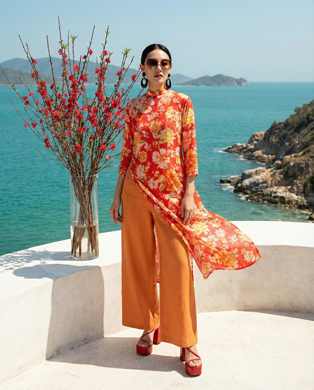 Áo Dài Raglan Linen Mẫu Đơn