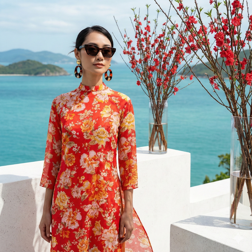 Áo Dài Raglan Linen Mẫu Đơn