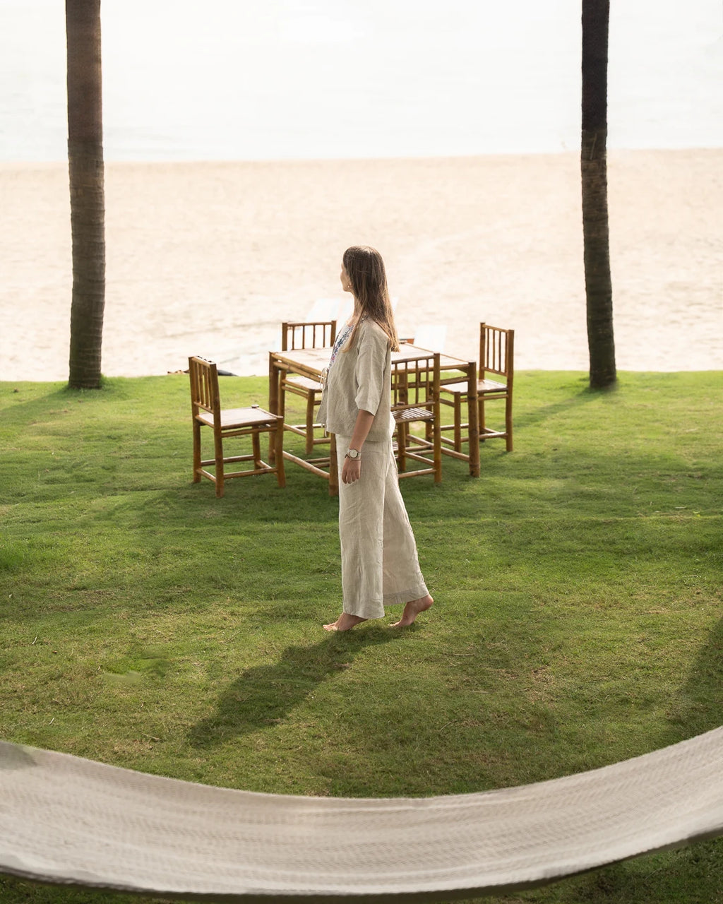Áo khoác Nhật Bình linen xanh phối thổ cẩm thời trang Hity