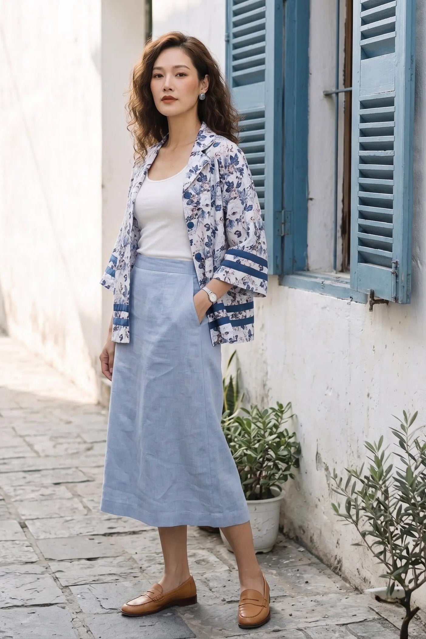 Áo khoác cổ ve linen thời trang Hity