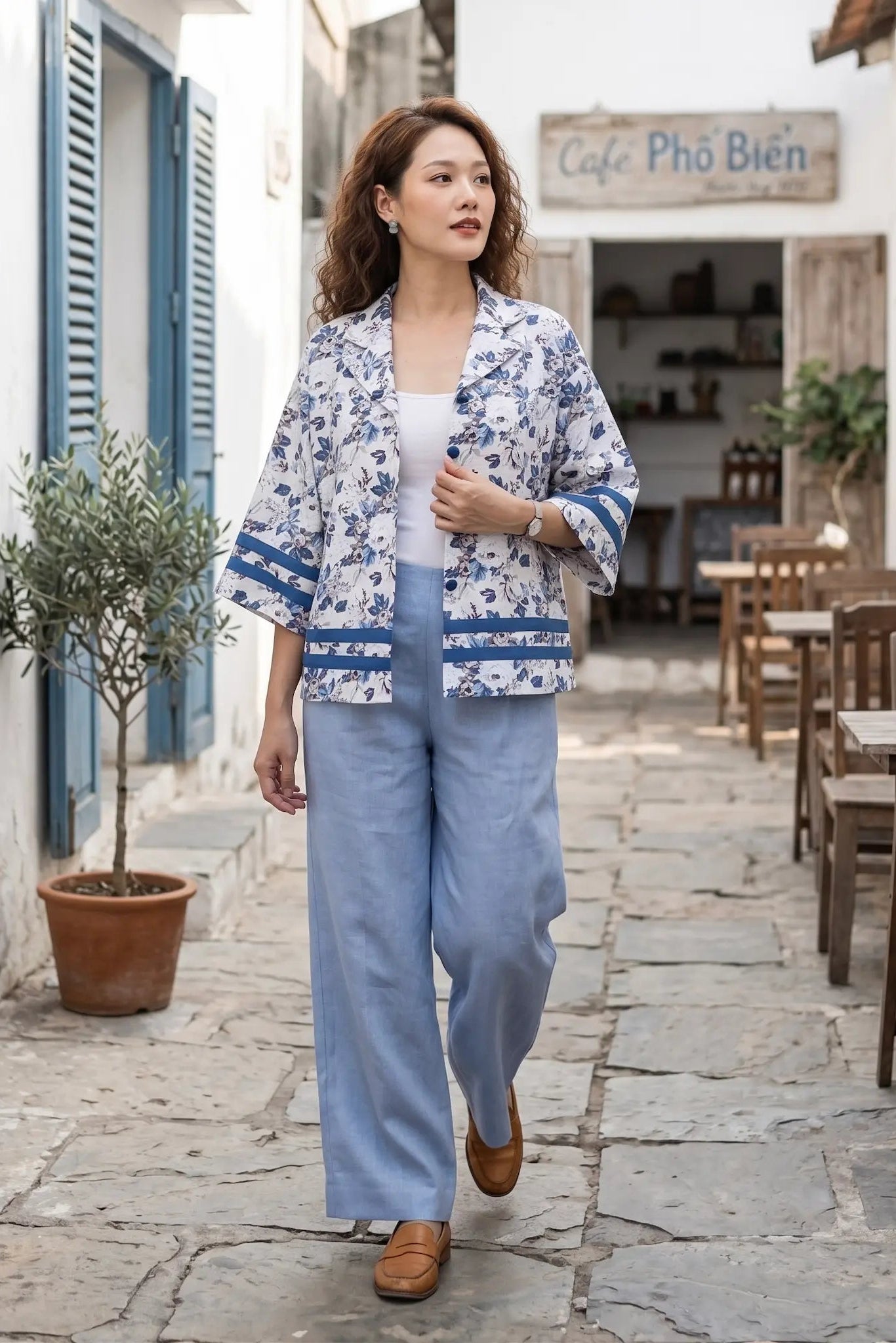 Áo khoác cổ ve linen thời trang Hity