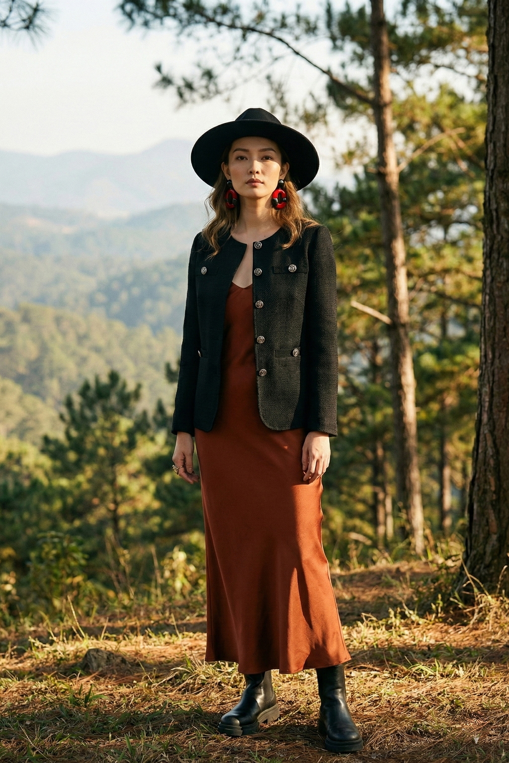 Áo khoác jacket tweed đen thời trang Hity